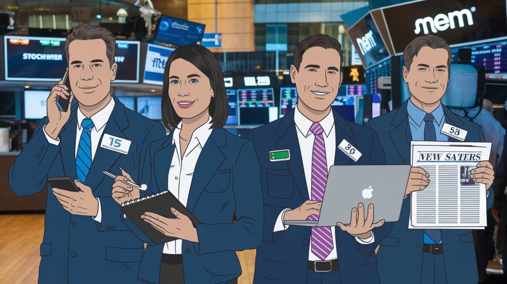 Illustration of Stock Exchange floor with traders